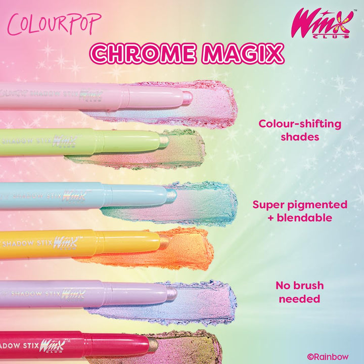 Colourpop Winx Club Shadow Stix - Multichrome Cream Eyeshadow with Long-Lasting Color - Multi-Use Cream Makeup with a Built-In Sharpener & Precise Tip for Easy Application - Morphix Shield (0.05 oz)