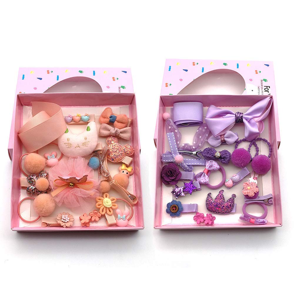 Baby Girl's Hair Clips Cute Hair Bows Baby Elastic Hair Ties Hair Accessories Ponytail Holder Hairpins Set For Baby Girls Teens Toddlers, Assorted styles, 36 pieces Pack (Purple)