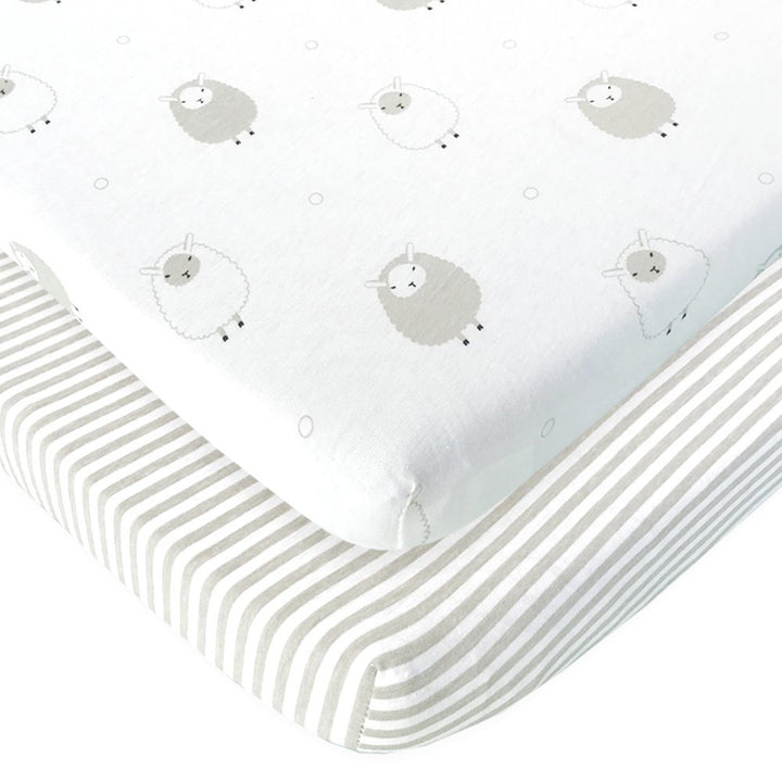 Bassinet Fitted Sheets Compatible with MiClassic Bassinet – Fits 20 x 35 Bedside Sleeper Mattress Perfectly – No-Bunching – Snuggly Soft Breathable Jersey Cotton – 2 Pack