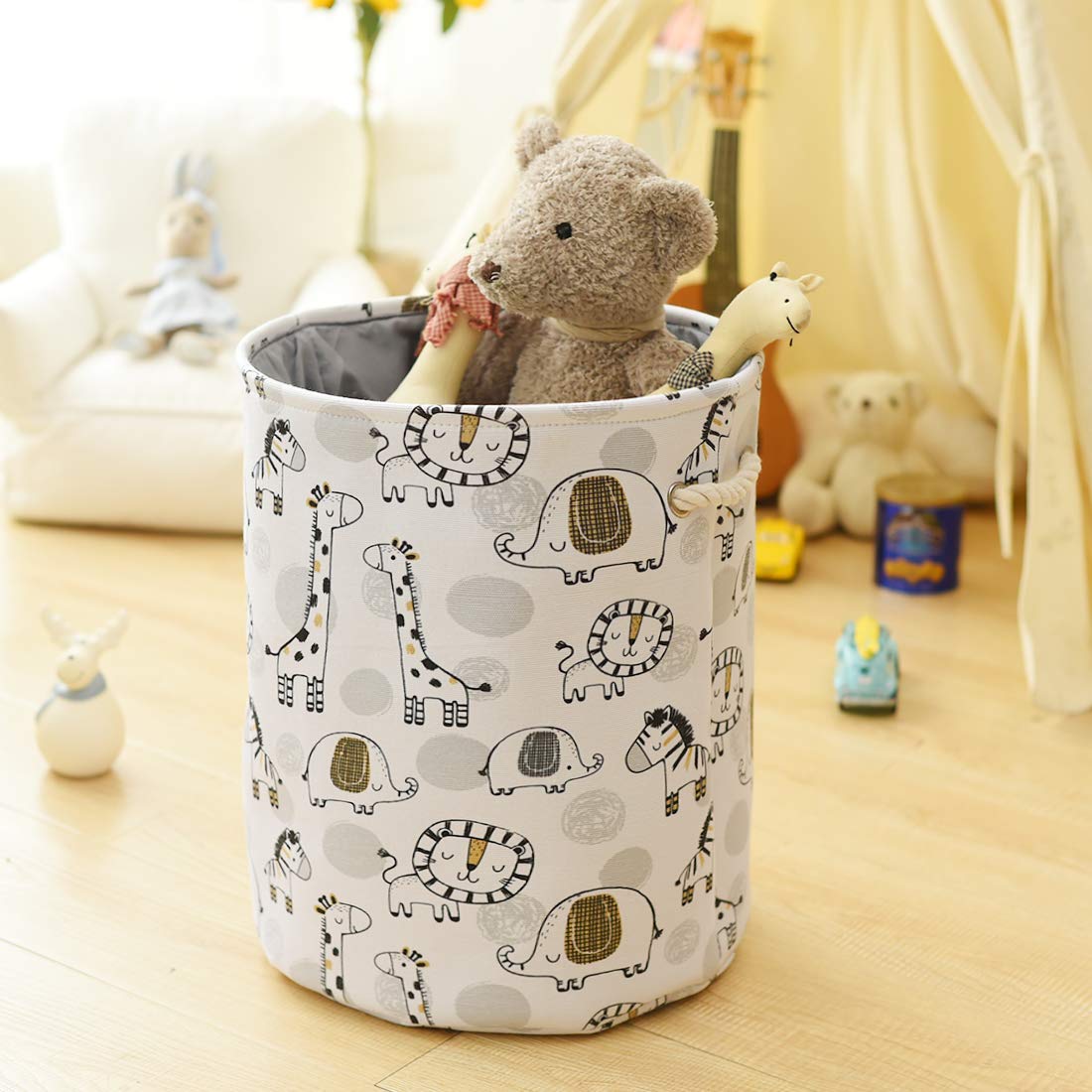 INough Baby Laundry Baskets Baby Hamper, Toy Basket for Kids Washing Basket, Toys Storage Basket for Soft Toy Animal Basket Safari Nursery Decor (Giraffe)