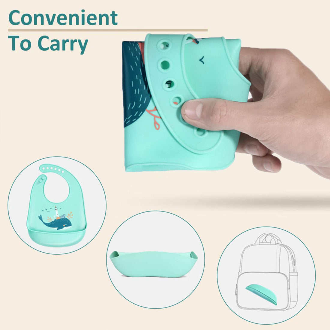 YINGJEE Baby Bibs Silicone Feeding Bibs, Weaning Waterproof Bibs with Food Crumb Catcher Pocket Baby Bibs Easily to Clean, Comfortable and Foldable