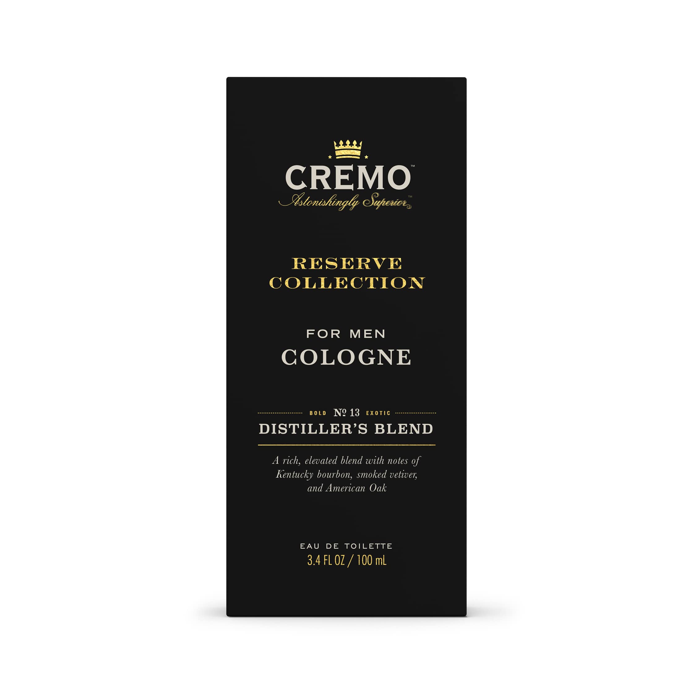 Cremo Reserve Blend Cologne Spray A Rich Elevated Blend with Notes of Kentucky Bourbon Smoked Vetiver and American Oak 3.4 Fluid Oz, 1 Count