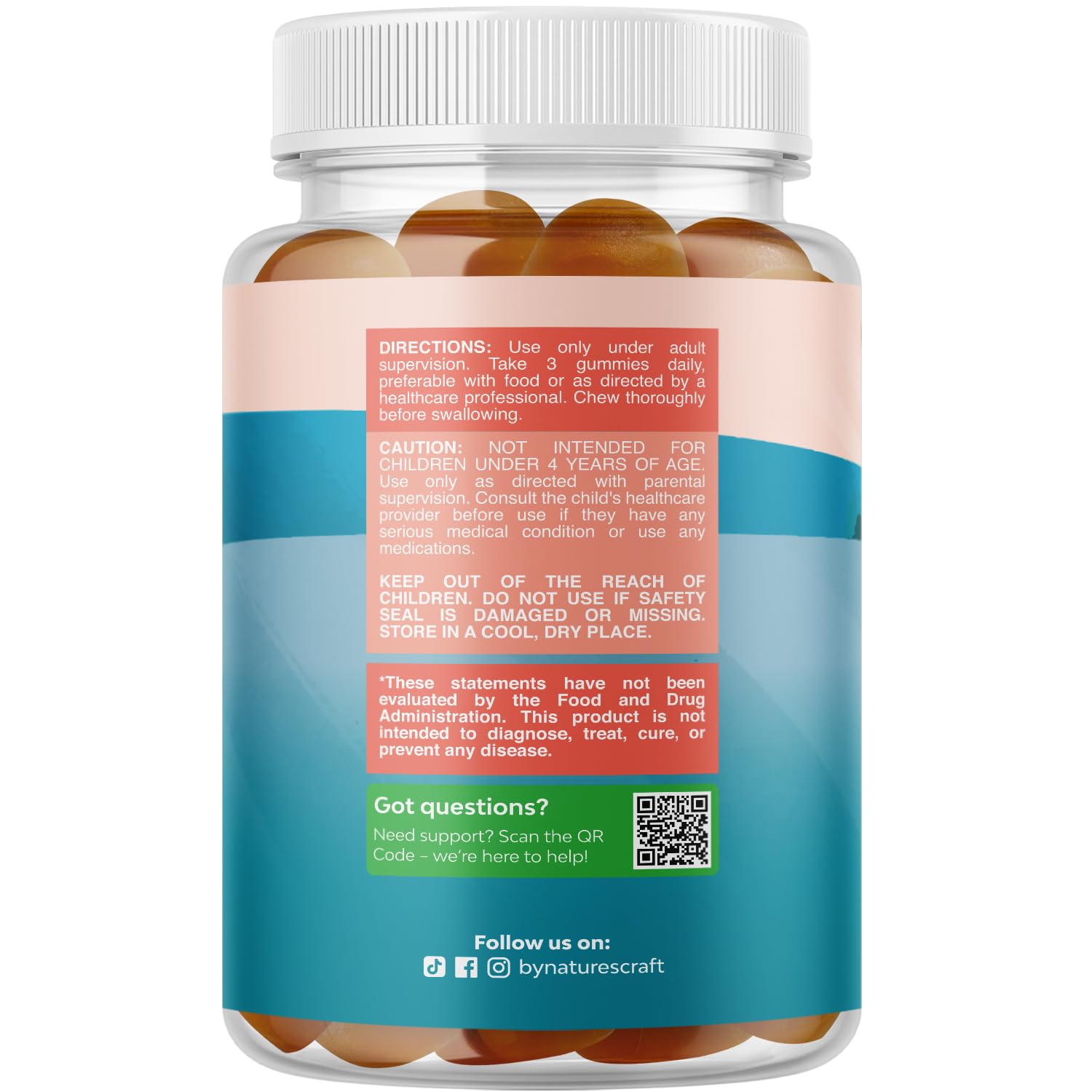 Kids Focus Gummies - Nootropics Brain Support Supplement for Kids with Green Tea Extract, B6 & B12 Vitamins for Memory and Brain Focus - Herbal Concentration Chews for Children - 90 Count