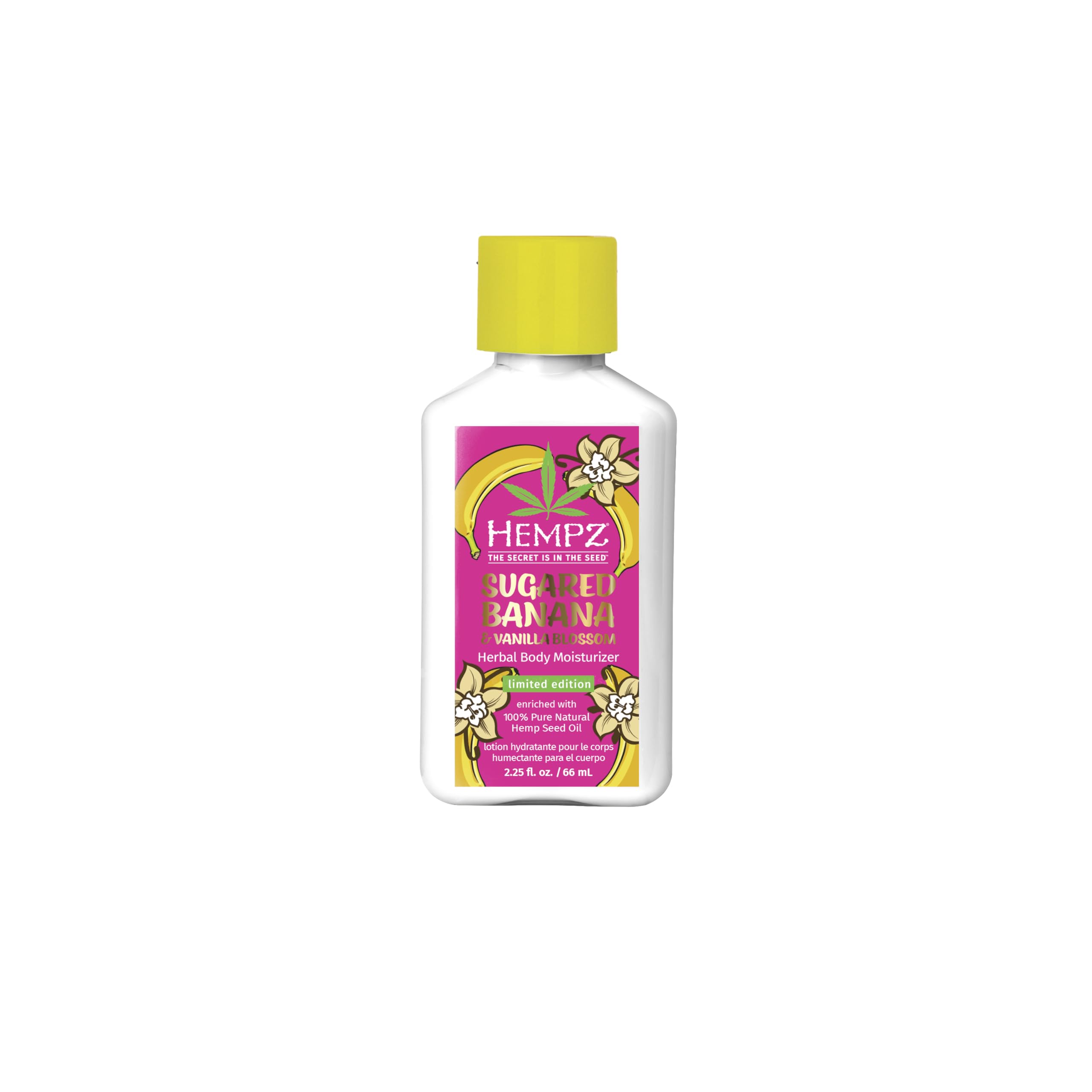 Hempz Mini Sugared Banana & Vanilla Blossom Body Lotion, Ultra Hydrating Moisturizer for men and women, 2.25 oz