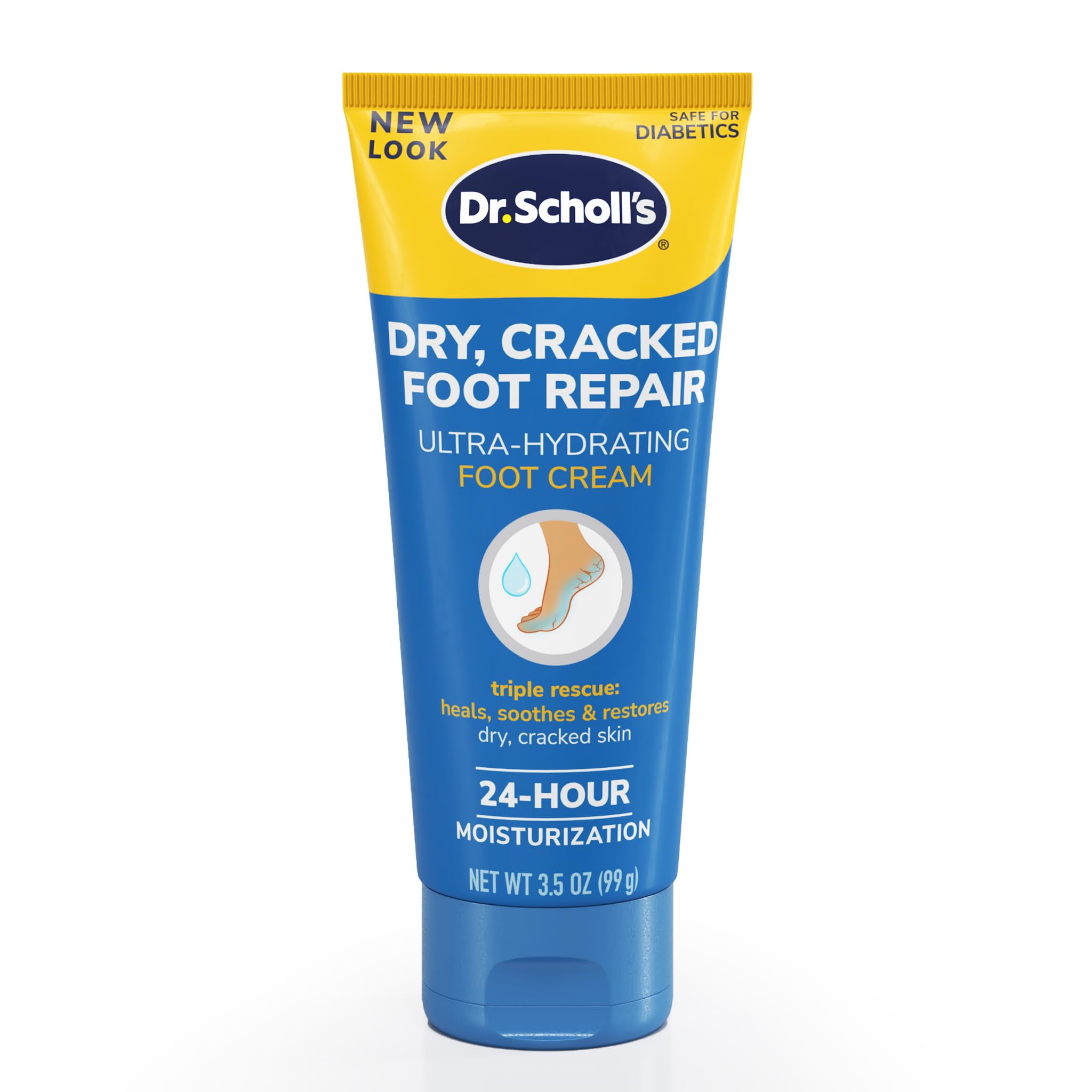 Dr Scholl's Dry, Cracked Foot Repair Ultra-Hydrating Foot Cream Moisturizer, 3.5 oz, Skin Care Foot Lotion with 25% Urea for Dry Cracked Feet, Heals and Moisturizes for Healthy Feet