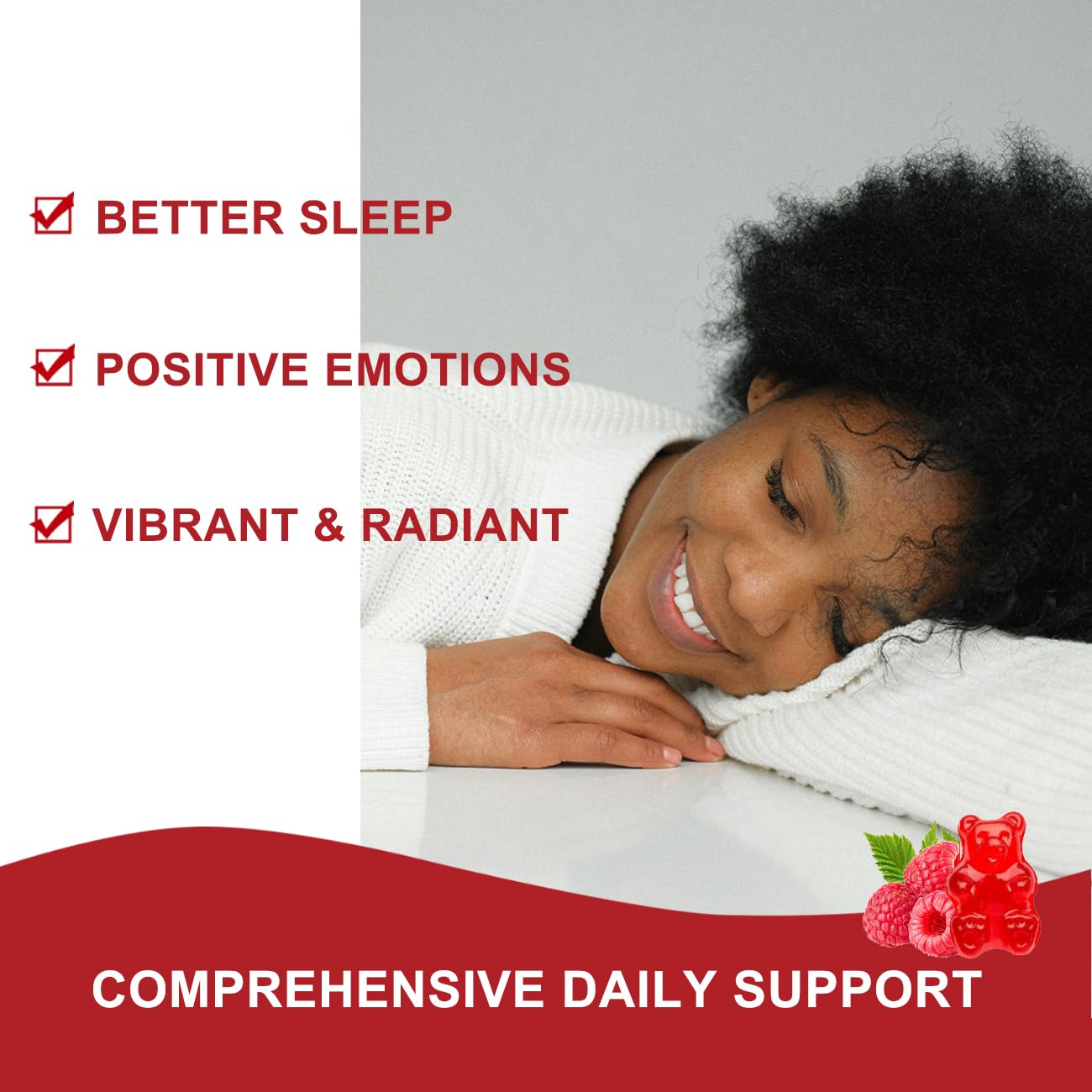 Triple Magnesium Complex 900 mg, Magnesium Glycinate, Citrate, Malate with Potassium, Calcium, Vitamin B6 for Calm & Sleep - Vegan, Non-GMO, Gluten Free - 60 Raspberry Gummies for Adults