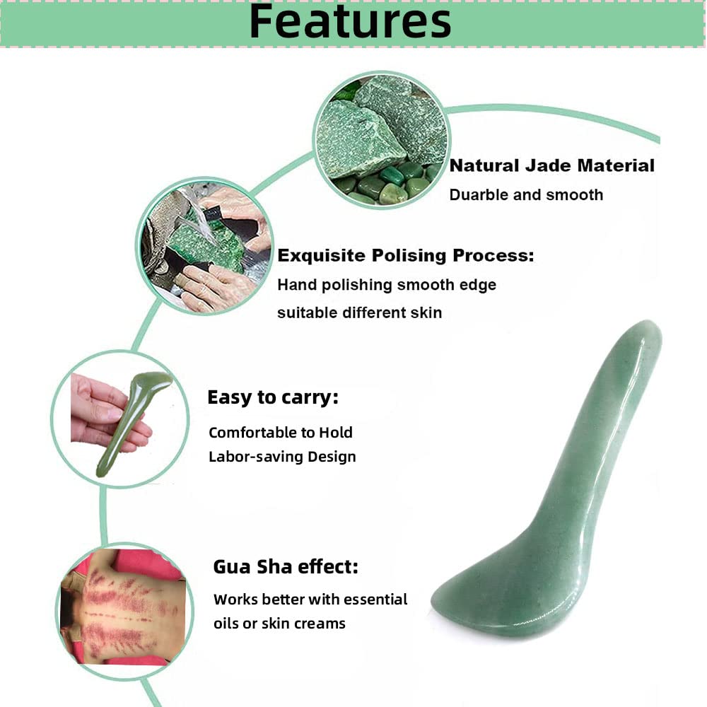 Jade Gua Sha Massage Tools Facial Tool 100% Natural Green Gua Sha Anti Aging Facial Skin SPA for Rejuvenate Skin Anti-wrinkle Anti Aging