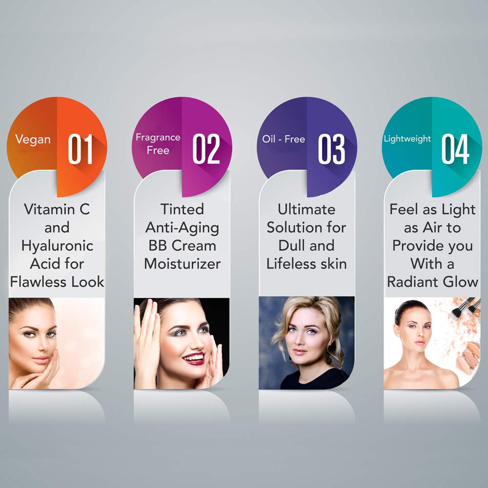 Ageless Derma Bb Cream Tinted Moisturizer Medium With Hyaluronic Acid And Vitamin C