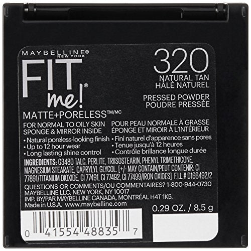 Maybelline New York Fit Me Matte Plus Poreless Powder, Natural Tan, 0.3 Ounce