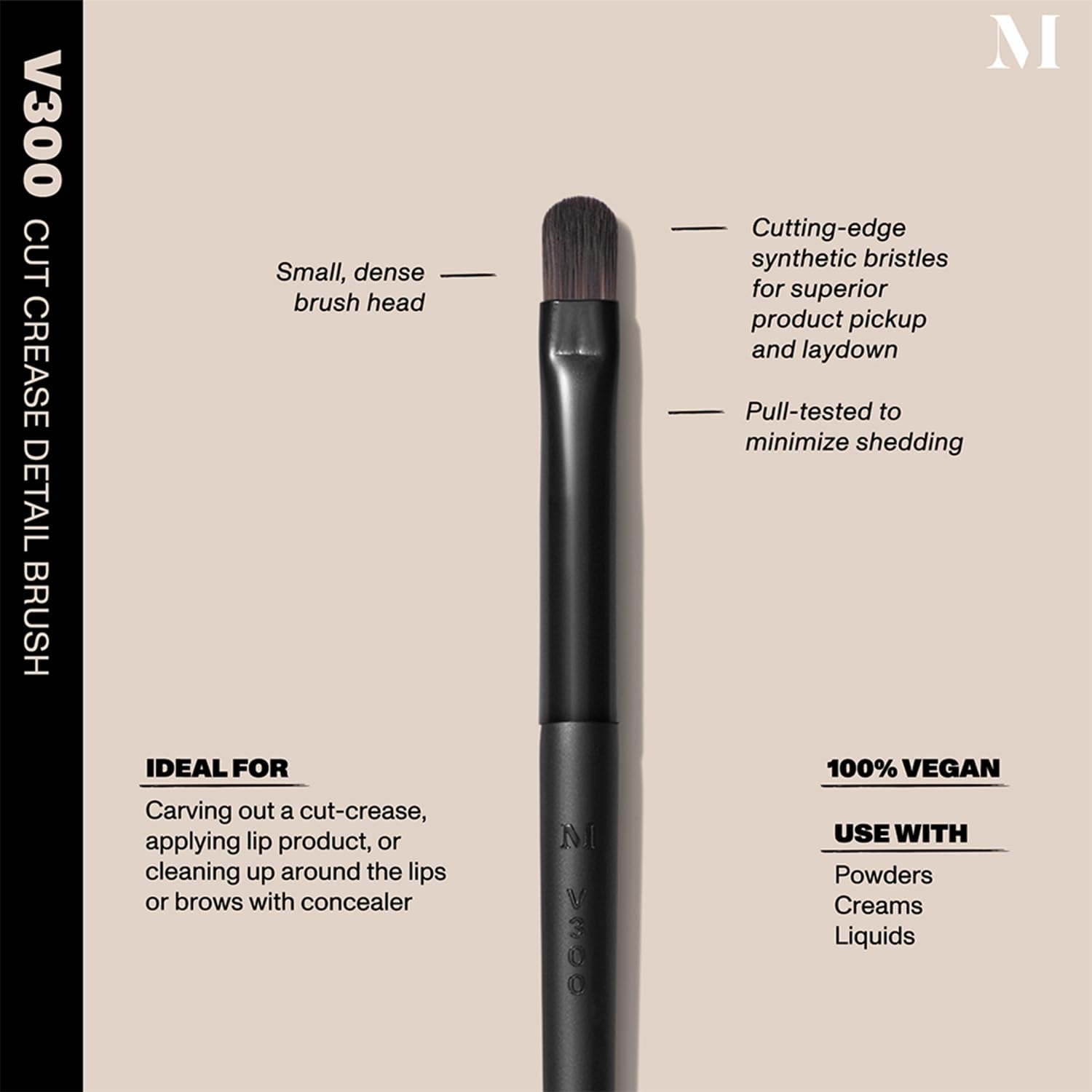 Morphe Vegan Bold Eyeshadow Brush Crease Duo - Vegan Makeup Brushes for Powder, Cream & Liquid Formulas - Cutting-Edge Synthetic Bristles - Includes V206 & V300 (2 Count)