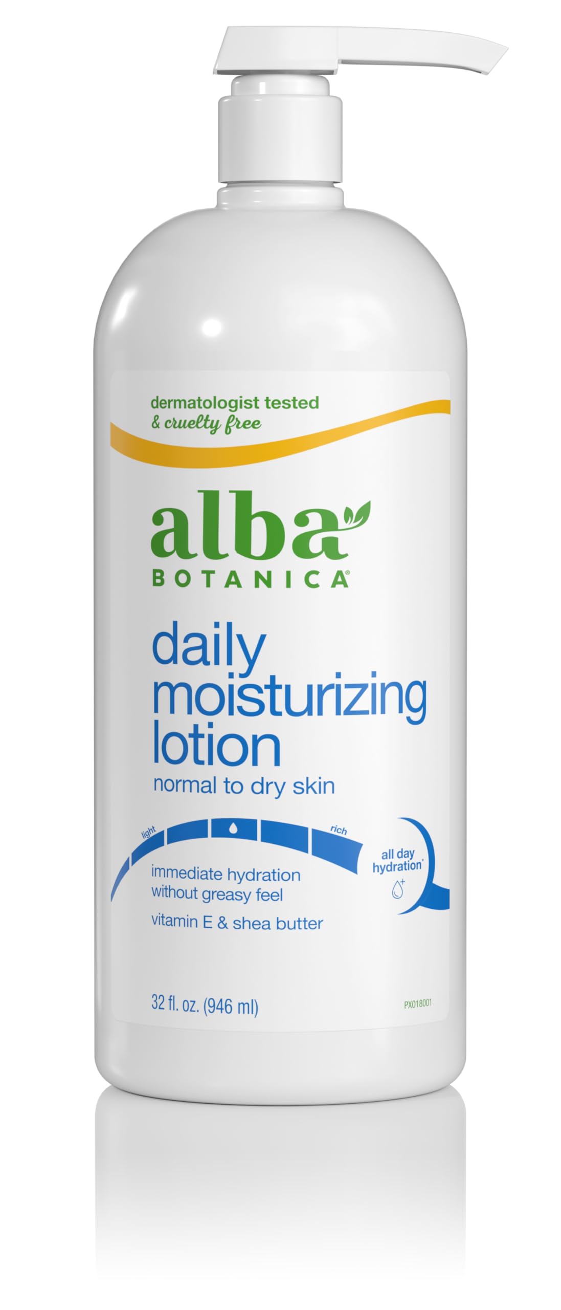 Alba Botanica Daily Moisturizing Body Lotion, Normal to Dry Skin, with Vitamin E and Shea Butter, 32 Oz (Packaging May Vary)