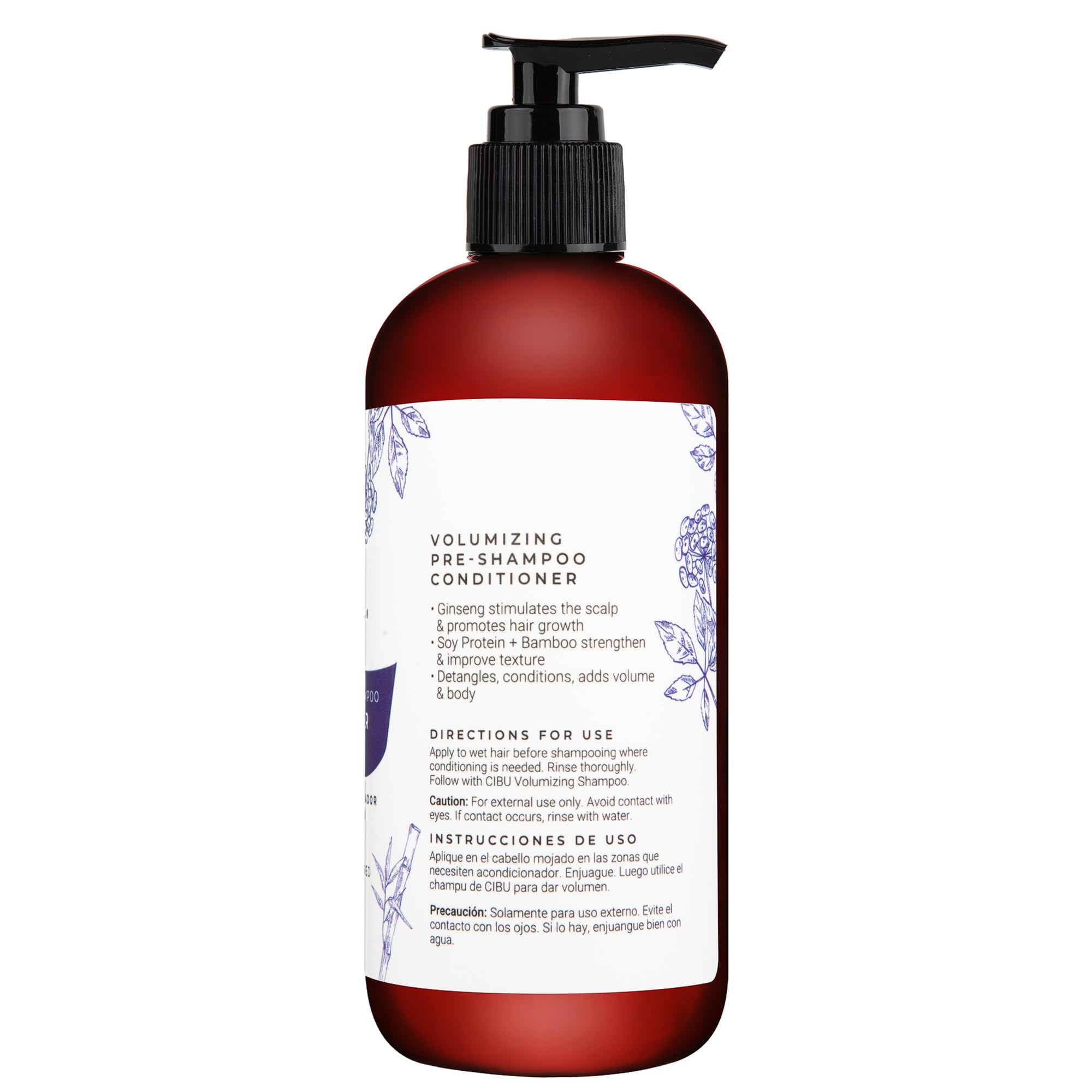CIBU Volumizing Pre-Shampoo Conditioner - Volume Conditioner for Fine Hair - Anti Breakage - Nutrient Rich Ginseng Soy Protein Bamboo - 11.83oz