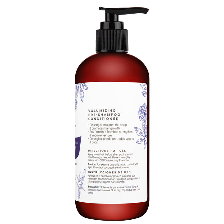 CIBU Volumizing Pre-Shampoo Conditioner - Volume Conditioner for Fine Hair - Anti Breakage - Nutrient Rich Ginseng Soy Protein Bamboo - 11.83oz