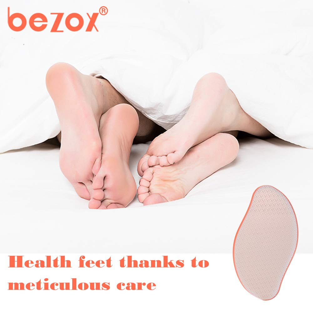BEZOX Glass Foot File Callus Remover, Crystal Pedicure Foot Rasp Callous Shaver, Portable Hand Sized Foot Scraper for Cracked Heel - Orange