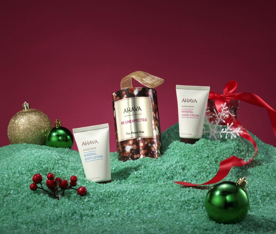 AHAVA The Power Duo Gift Set - Includes Mineral Body Lotion & Mineral Hand Cream, Enriched with Exclusive Dead Sea Mineral Blend Osmoter, 2 x 1.3 Fl.Oz
