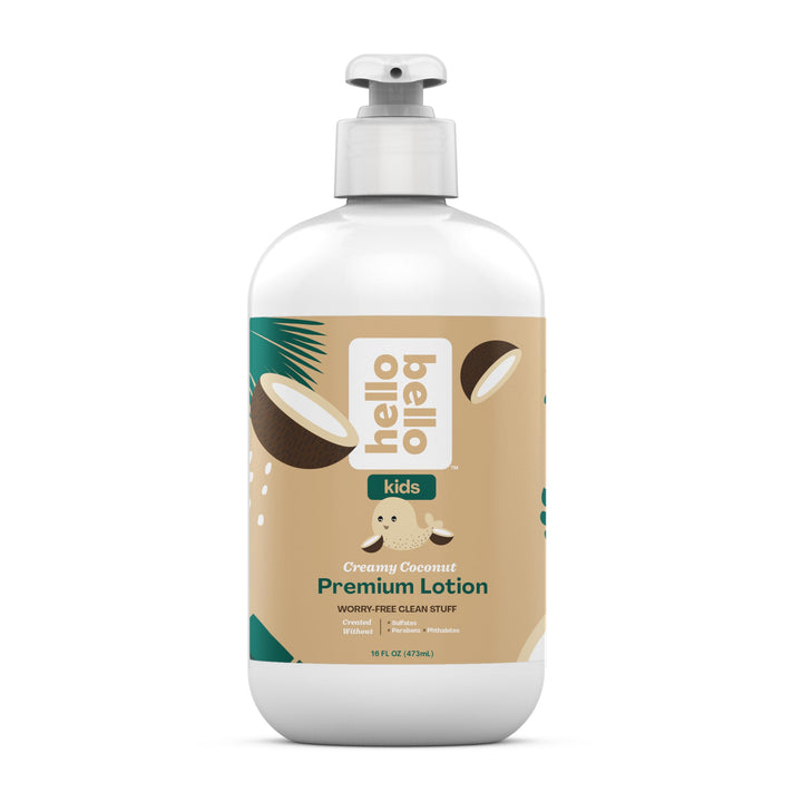 Hello Bello Kids Premium Lotion, Gentle Hypoallergenic Vegan Formula to Nourish and Moisturize, Creamy Coconut Scented, 16 Fl Oz