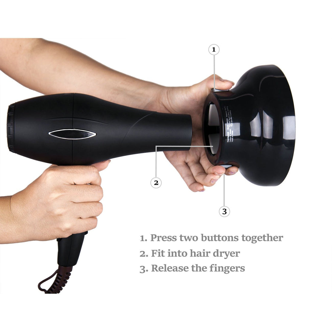 Shiny Black : Hairizone Universal Hair Diffuser Adaptable for Blow Dryers with D-1.7-Inch to 2.6-Inch for Curly or Wavy Hair, Shiny Black