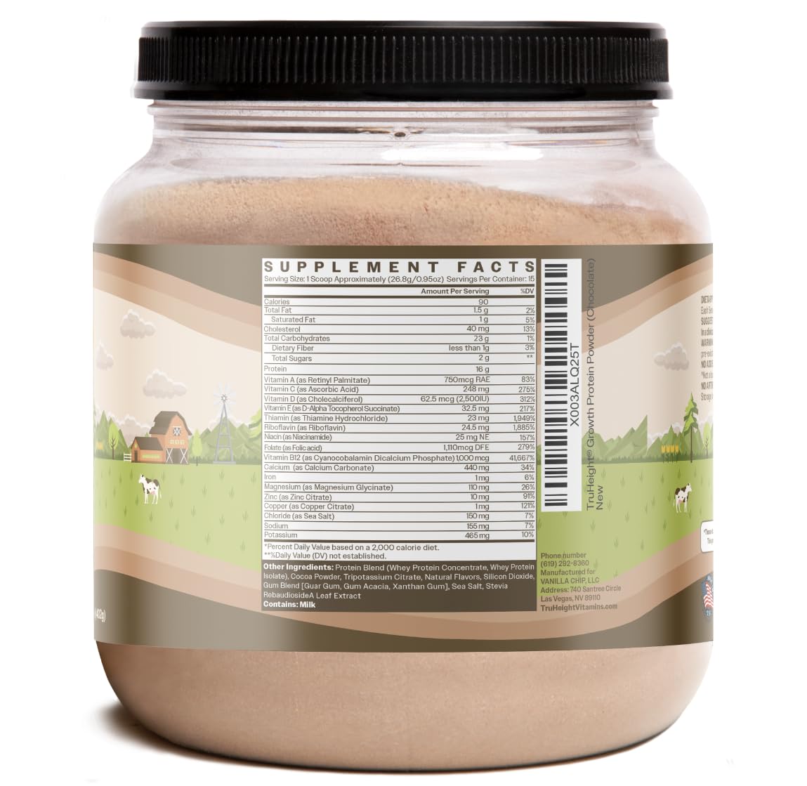 TruHeight Growth Protein Shake (Chocolate Milk Flavor, Whey) Natural Growth & Development Protein Powder for Kids & Teens - Endorsed by Pediatricians - Vitamins & Minerals for Picky Eaters - Ages 5+