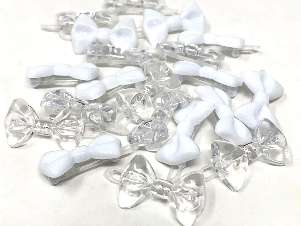 Tara Girls Self Hinge Multi Design Plastic Bow Hair Barrettes Selection Pack Of 2 (BR31)