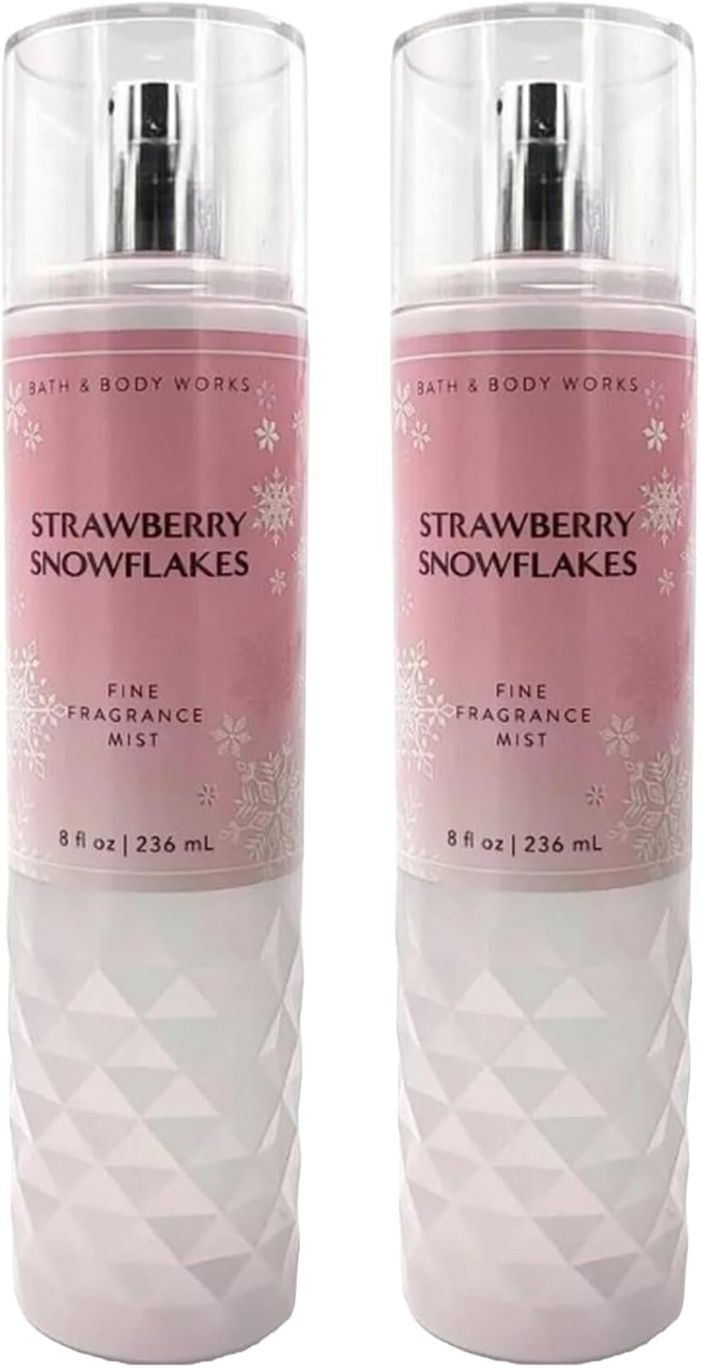 Bath & Body Works Strawberry Snowflakes Fine Fragrance Body Mist Gift Set 8 oz Pack Lot of 2 (Strawberry Snowflakes) 8 Fl Oz (Pack of 2) 16 Fl Oz