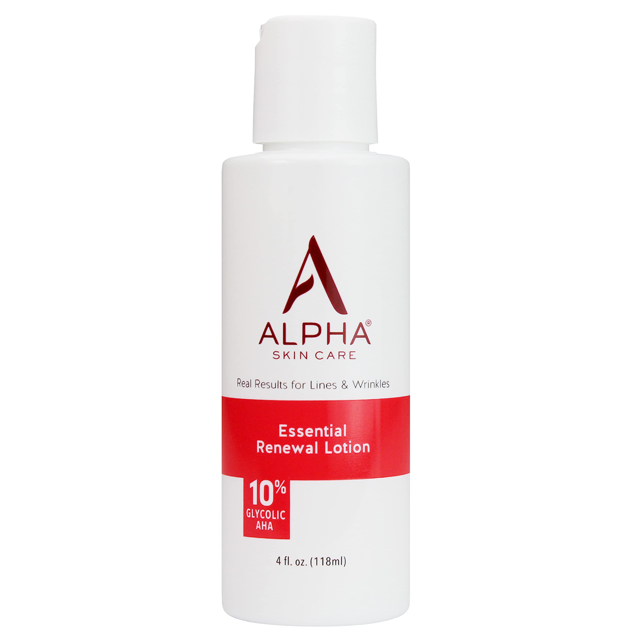 Alpha Skin Care - Essential Renewal Lotion, 10% Glycolic AHA, Real Results for Lines and Wrinkles| Fragrance-Free and Paraben-Free| 4-Ounce (Packaging May Vary)