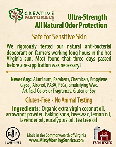 3-Day Natural Deodorant - New Softer Formula - All Natural, Farm Tested (2.5 oz Stick) Gluten Free, Aluminum Free (Rejuvenate)