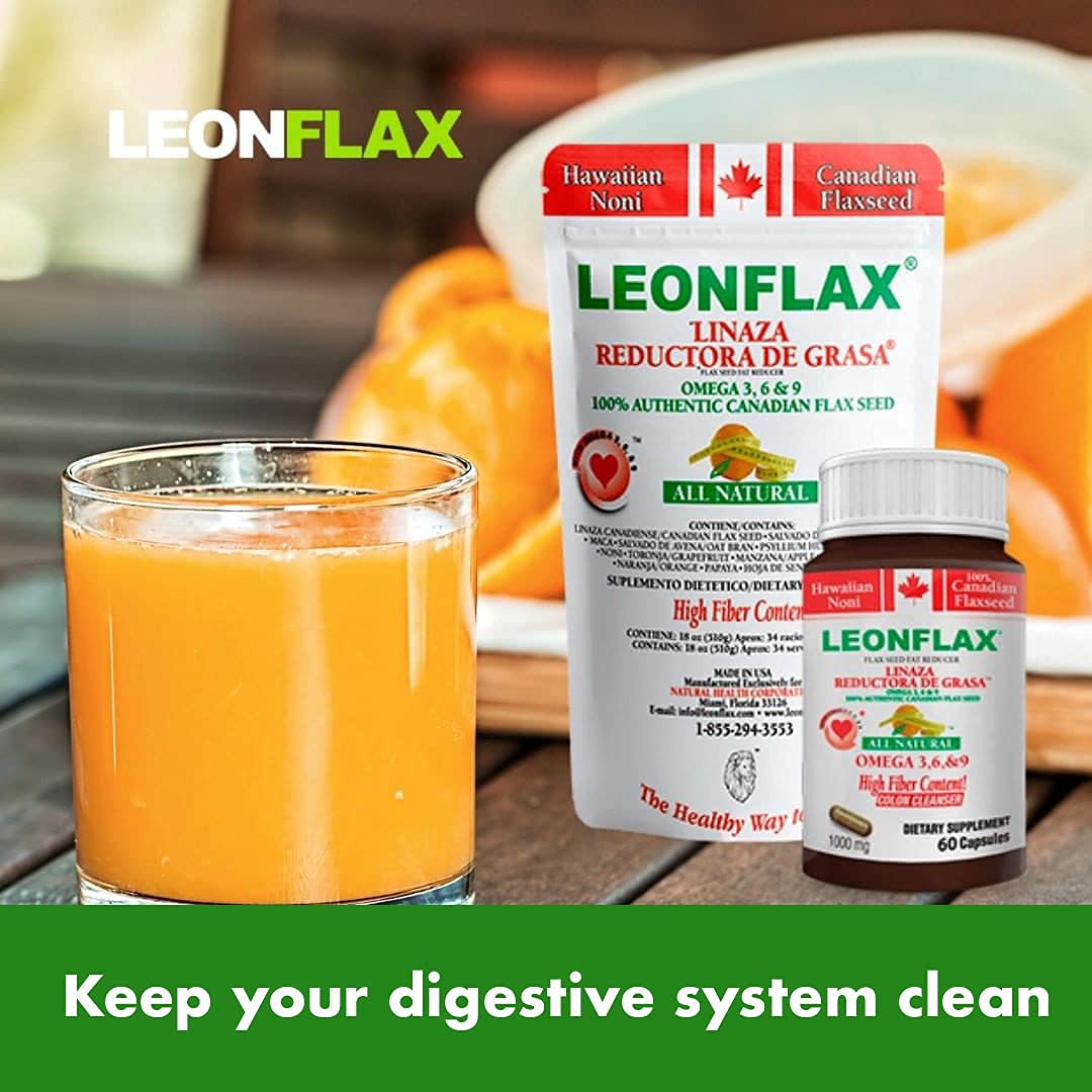 LEONFLAX, 100% Authentic Canadian Flax Seed, Improve Your Digestive Health, 60 Capsules, Bottle