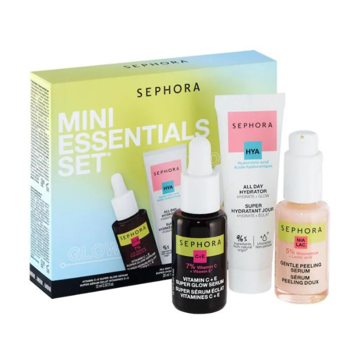 Sephora Favorites Limited Edition Mini Essentials Skincare Set - Glow Serum - Peeling Serum - Face Hydrator - Travel Size