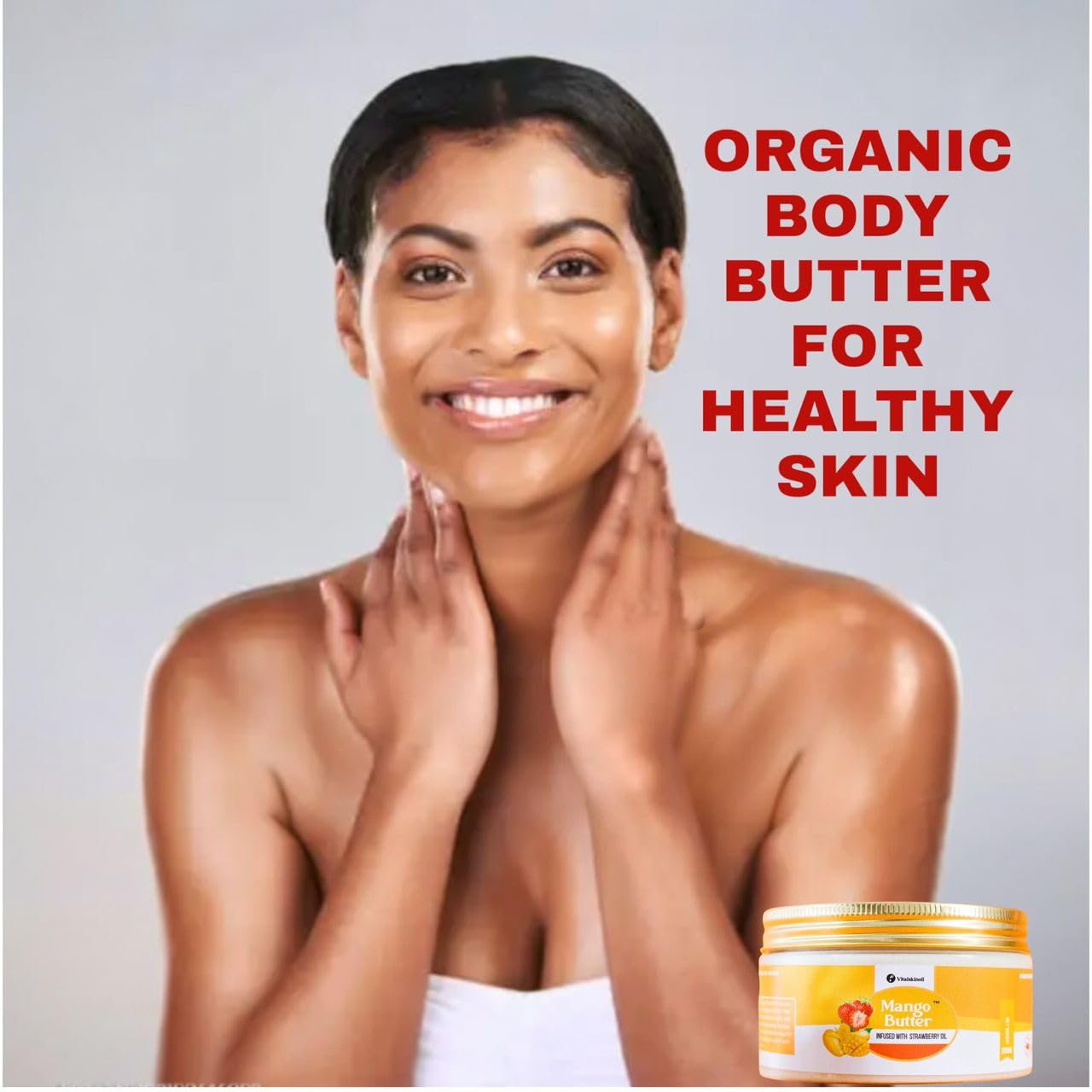VITALSKINOIL Organic Mango scented fragrance Body Butter Infused with Strawberry Oil, Fragrance Body Cream, Body Butter for Women lotion smell good natural