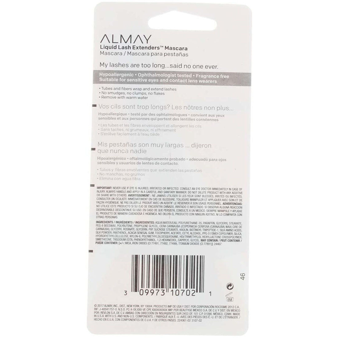 Almay Liquid Lash Extenders Mascara, Black, 1.1 Fluid Ounce