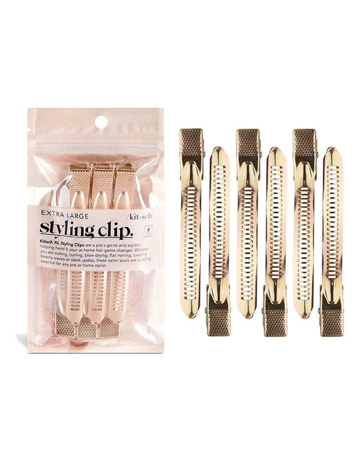 Kitsch XL Alligator Hair Clips for Styling & Sectioning - Alluminum Duck Billed Hair Clips for Long Hair | Hair Styling Clips | Roller Clips for Short Hair | 6 pc (Gold)