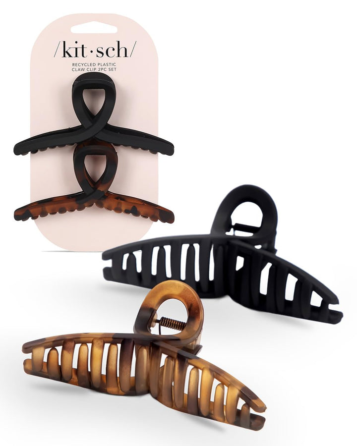 Kitsch Recycled Plastic Classic Claw Clips for Hair, Large Hair Clips for Women, Loop Hair Claw Clips for Thick Hair Thin Hair, Claw Hair Clips, Hair Accessories for Women - 2pc Set
