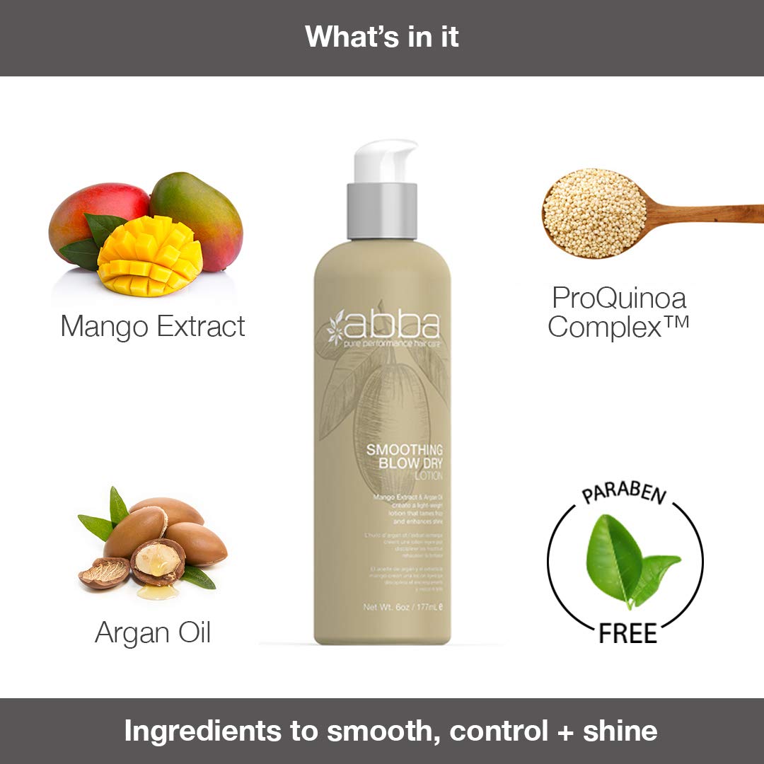 Abba Smoothing Blow Dry Lotion Mango & Argan Oil, 6 Oz