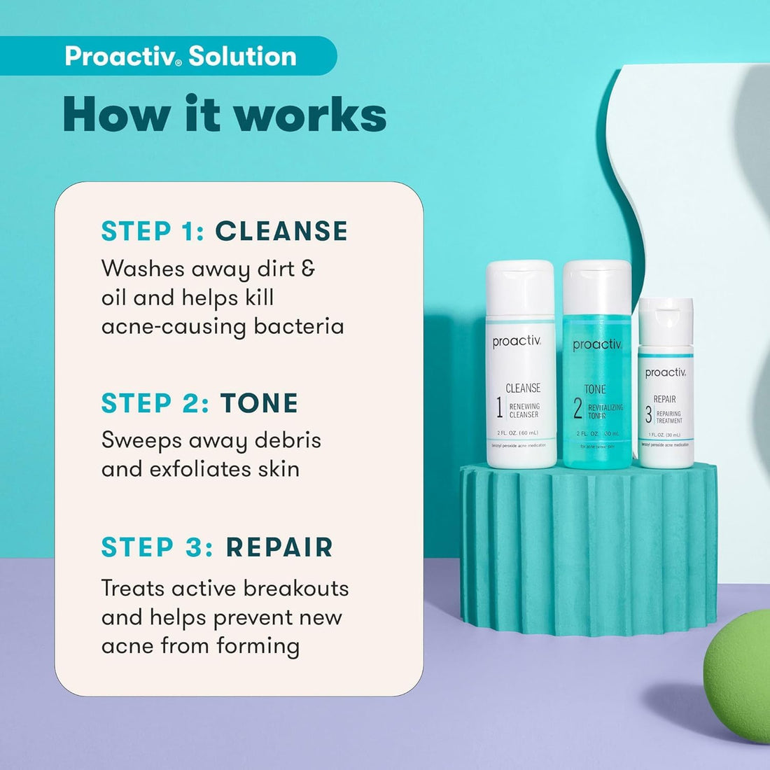 Proactiv 3 Step Acne Treatment w/ Pimple Patches - Benzoyl Peroxide Face Wash, Repairing Acne Spot Treatment for Face and Body, Exfoliating Toner - 90 Day Complete Acne Skin Care Kit + Pimple Patches