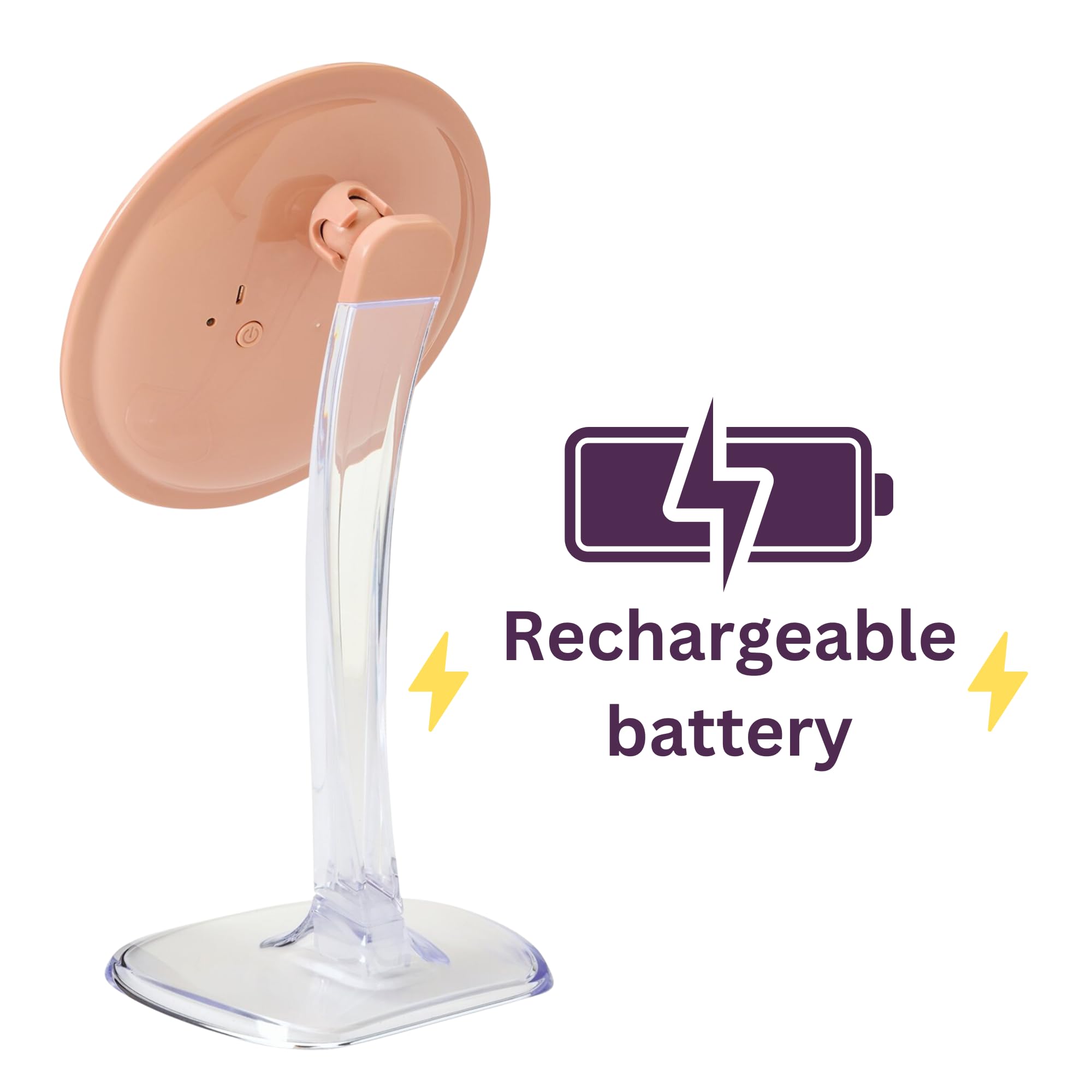 Jerdon JS725RL 7.25-Inch LED Lighted Single-Sided Vanity Mirror with 5x Magnification, Clear/Rose Gold