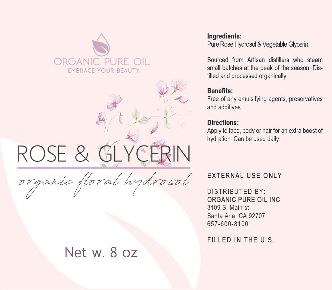 Rosewater Glycerin Mist Toner Bulk Spray Facial Body Floral Cleanser Pure Rose Hydrosol and Vegetable Glycerine Moisturizing Cleansing Toning Mix for Face Skin Hair Body (8 Ounces)