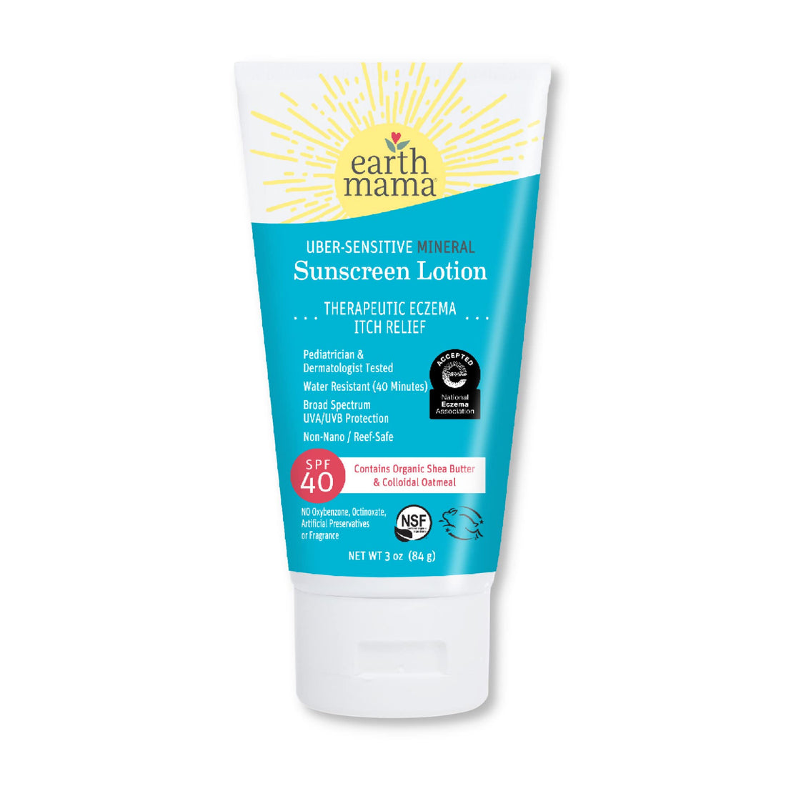 Kids - Spf 40: Earth Mama Kids Uber-Sensitive Mineral Sunscreen Lotion, Spf 40, 3-Ounce