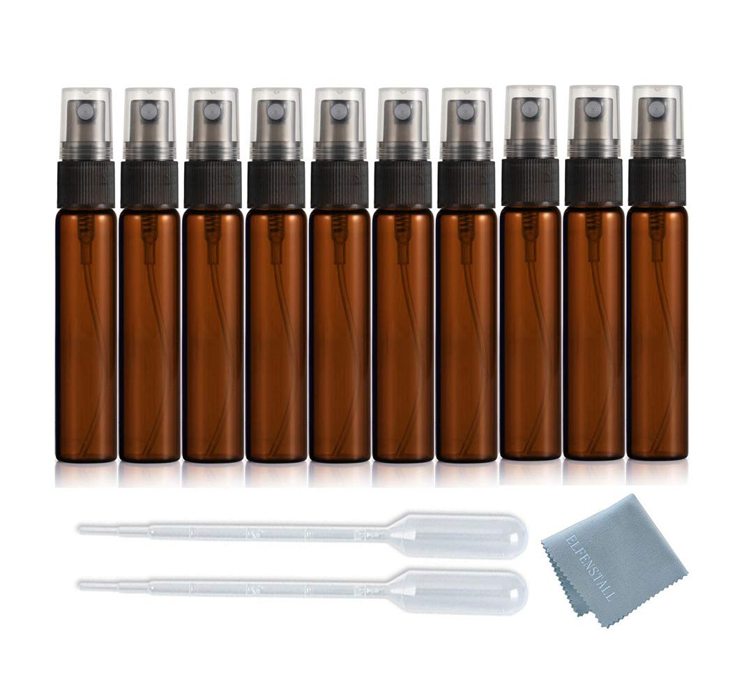 Elfenstall- 25 Pack Set 10ML Protable Refill Bulk Atomizer Spray Travel Perfume Bottle Hydrating Empty Bottle (Amber)