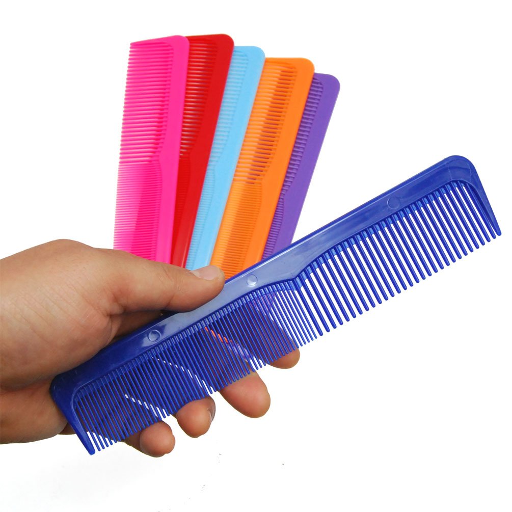 Luxxii - (6 Pack) 9 Large Colorful Styling Essentials Coarse/Fine Dressing Comb SET