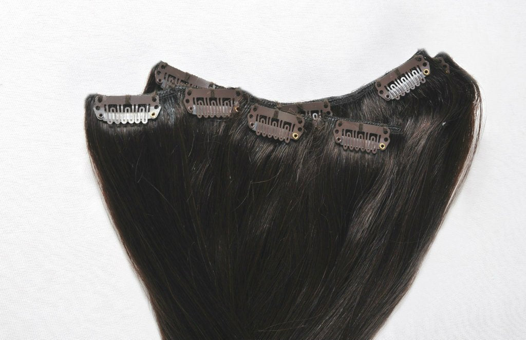 Tressmatch 16 18 Remy (Remi) Human Hair Clip In Extensions Dark Brown (Color #2) 9 Pieces (Pcs) Full Head Volume Set [Set Weight: 4.3oz/120grams]