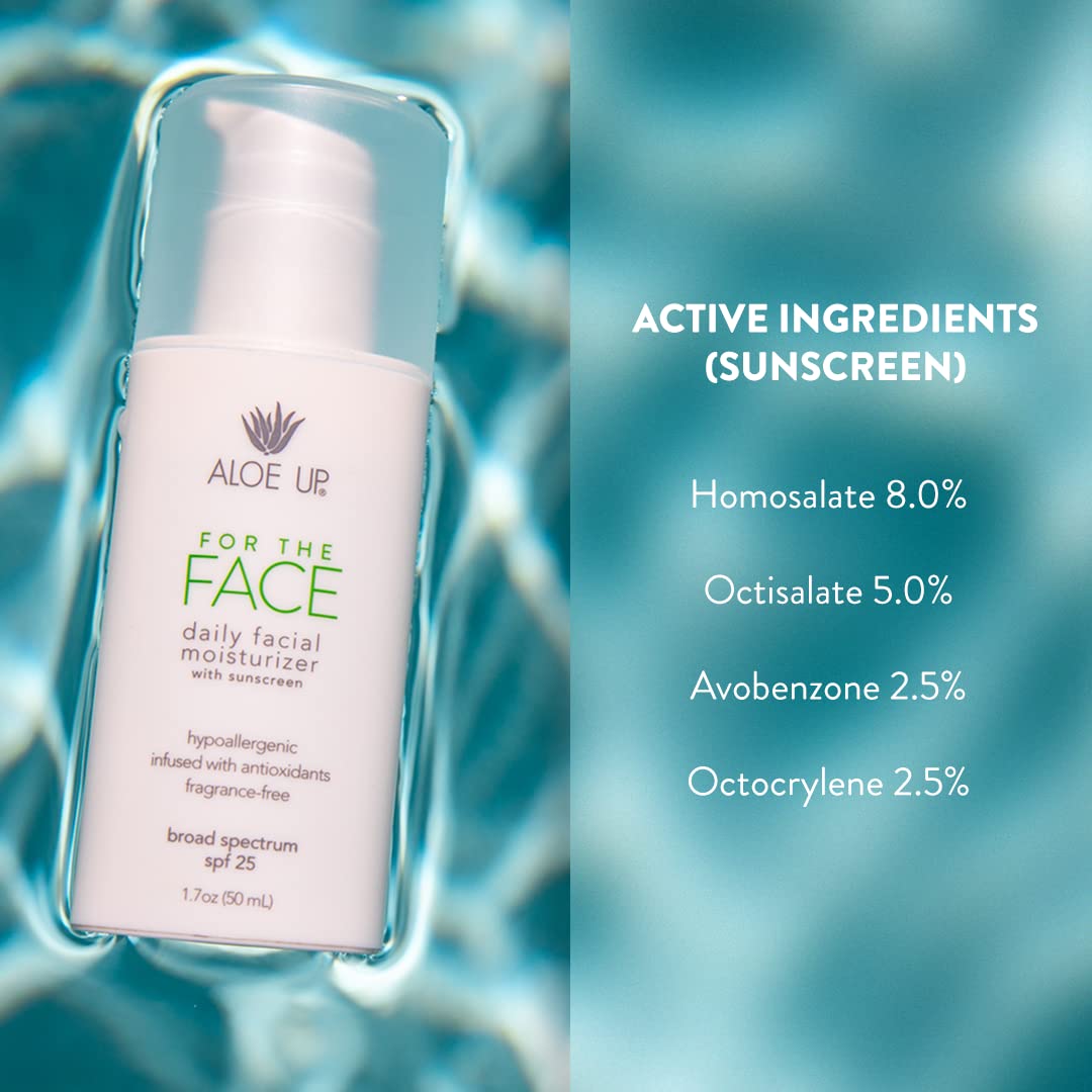 Aloe Up Sun and Skin Care Products For The Face SPF 25 Daily Facial Moisturizer, 1.7.