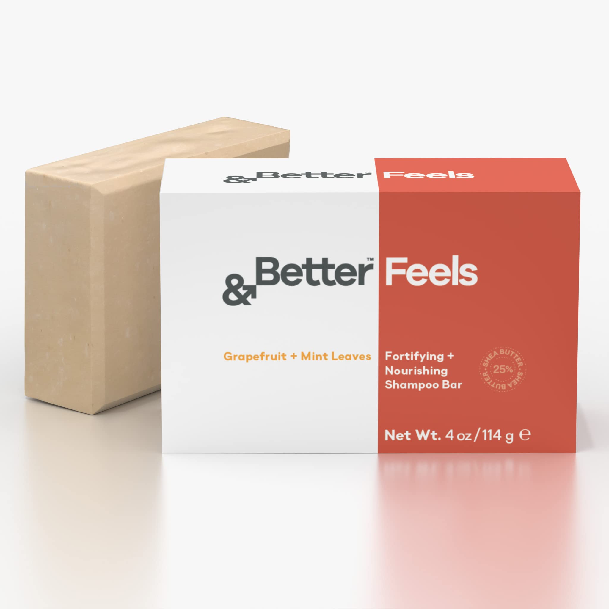 &Better All-Natural Shampoo Bar for Men | Handcrafted in Canada with Organic Shea Butter | Rich in Vitamins + Proteins | Plastic-Free + Eco-Friendly + Vegan | Natural Scent (Grapefruit + Mint Leaves)