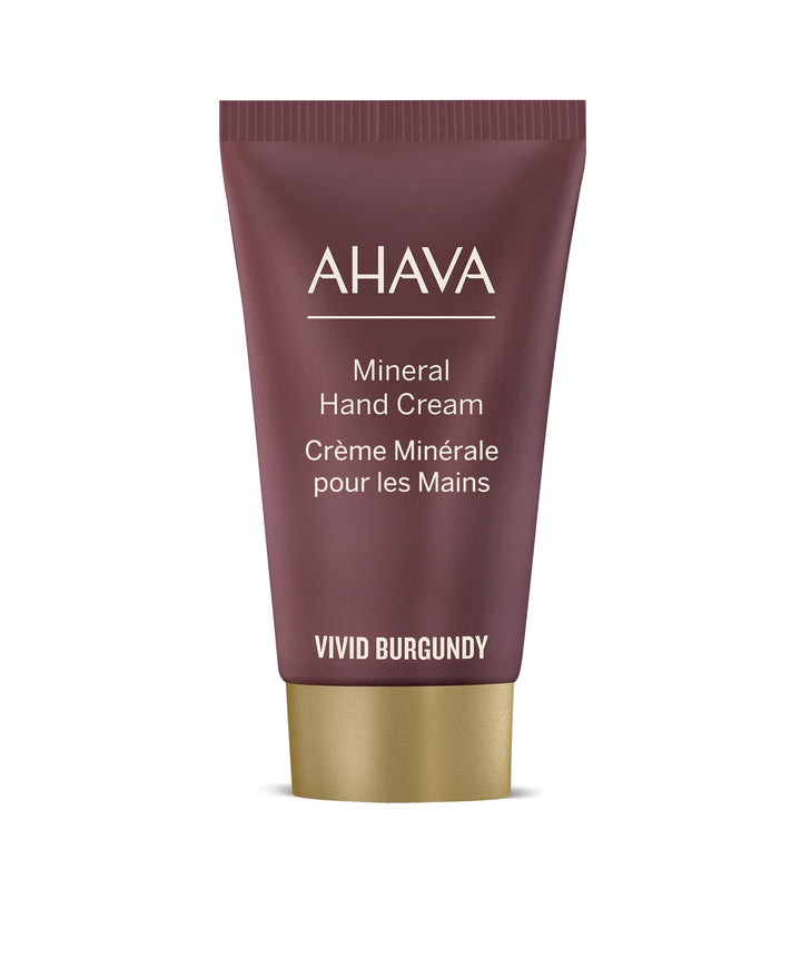 AHAVA Mineral Hand Cream Vivid Burgundy - Luxurious cream for thirsty hands for deep relief & nourishment, maintains smooth & supple hands, with exclusive Dead Sea Mineral blend Osmoter, 1.35 fl.oz