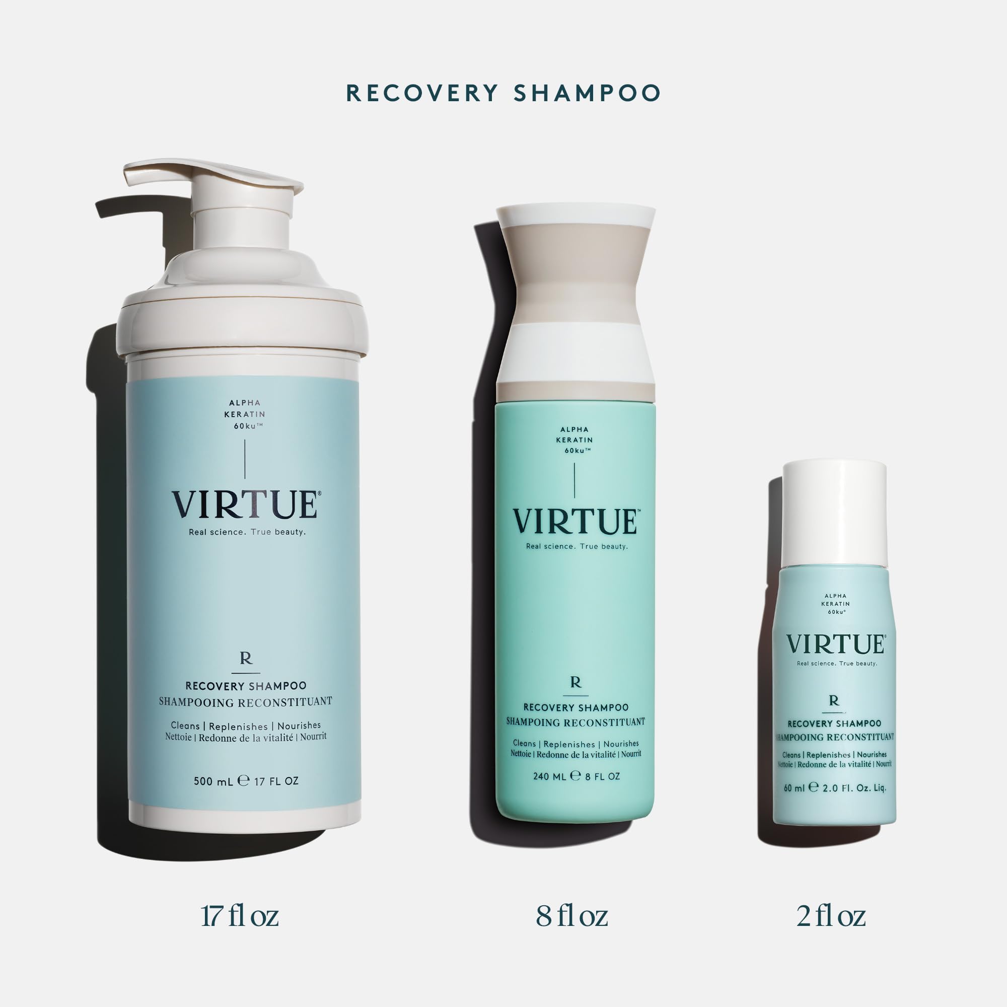 Virtue Recovery Sulfate Free Shampoo with Keratin and Baobab Seed Oil for Damaged Hair, Color Safe
