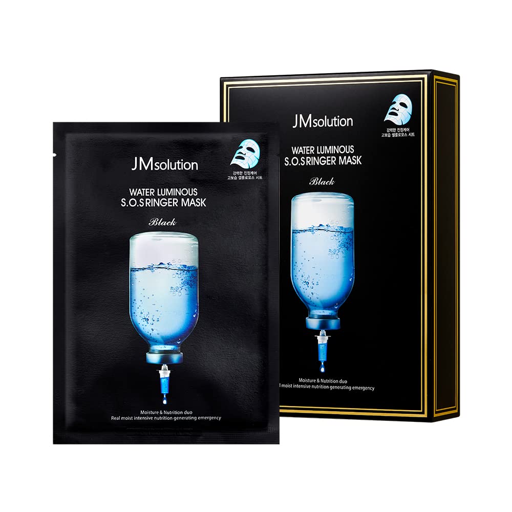 JM Solution Water Luminous S.O.S Ringer Mask Black (Pack of 10)