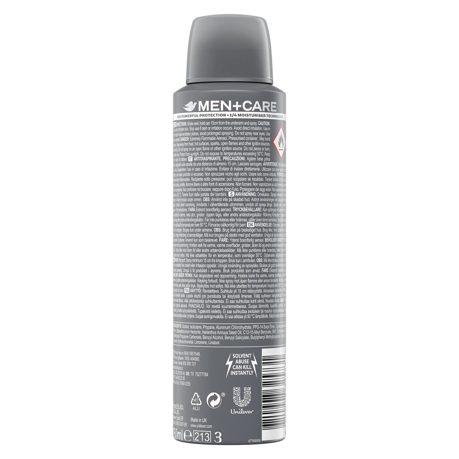 Dove Men + Care Cool Fresh Spray Deodorant & Anti-Perspirant 150Ml / 5.07 Oz, Pack Of 6