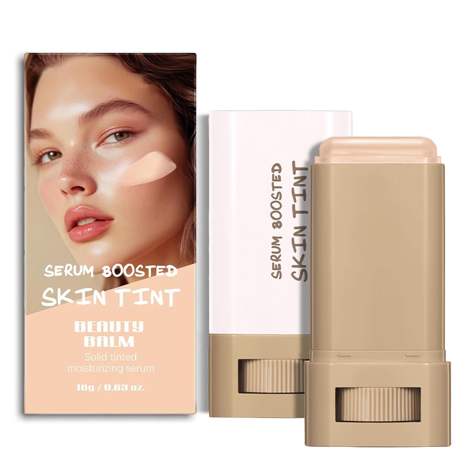 2 Pcs Foundation Stick Beauty Balm Serum Boosted Skin Tint Solid Tinted Moisturizing Serum Contour Stick Foundation for Women Natural Finish Makeup (#04, 0.63 OZ)