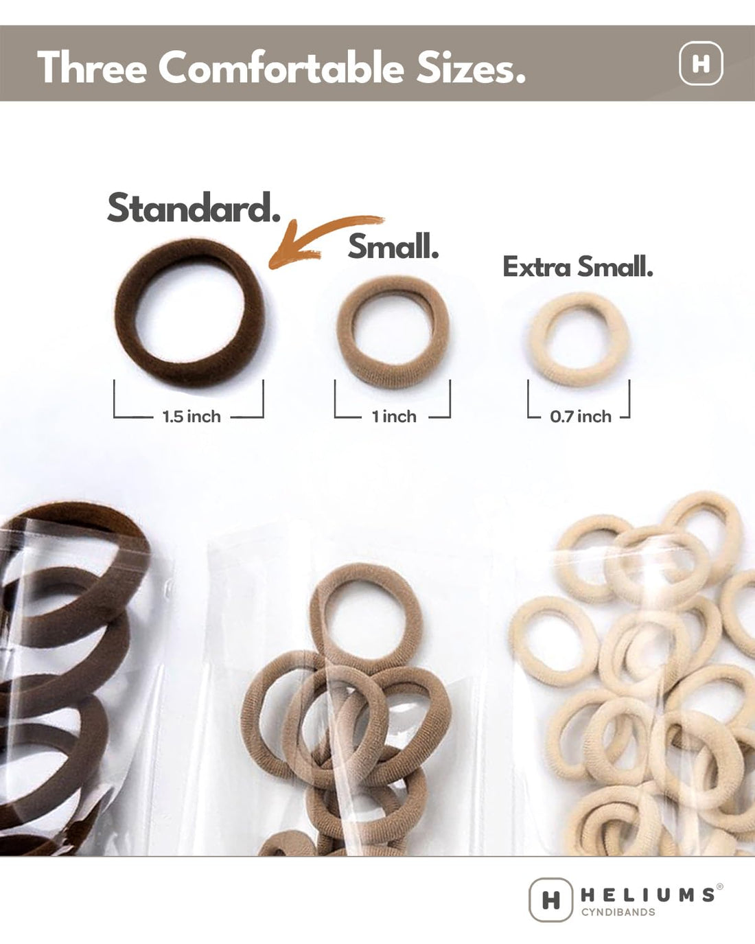 Heliums Soft Hair Ties - No Damage Seamless Nylon Fabric Bands, Stretchy Ponytail Holders for Thin & Thick Hair - Standard 1.5 Inch, Sandy Blonde, 20 Pack