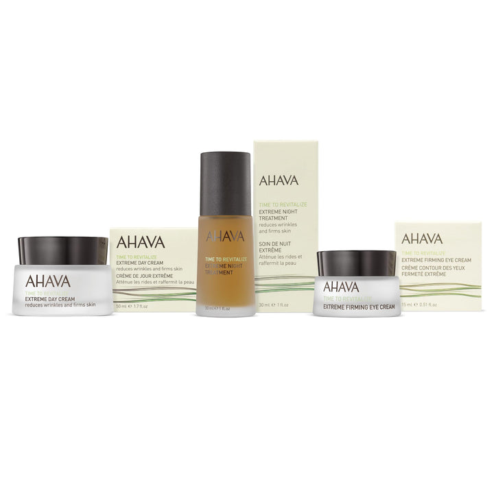 AHAVA Extreme Trio Set - Includes Extreme Day Cream 1.7 Fl.Oz, Extreme Night Treatment 1 Fl.Oz & Extreme Firming Eye Cream 0.5 Fl.Oz, tightening & radiating anti-aging set of famous Extreme collection