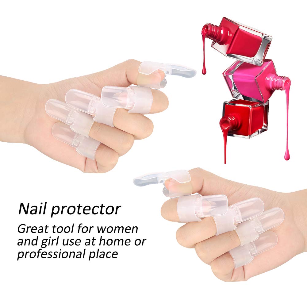 Nail Polish Protector, Finger Nail Protector Tips 10Pcs/set Nail Polish Varnish Protector Holder Manicure Finger Nail Art Tips Cover Shield